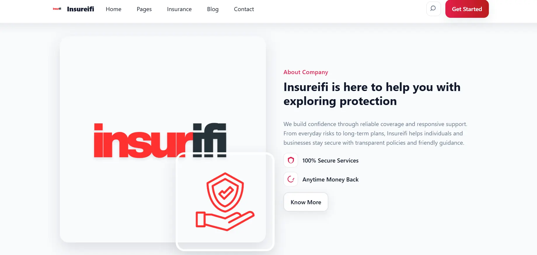 Insurance company website sample three preview